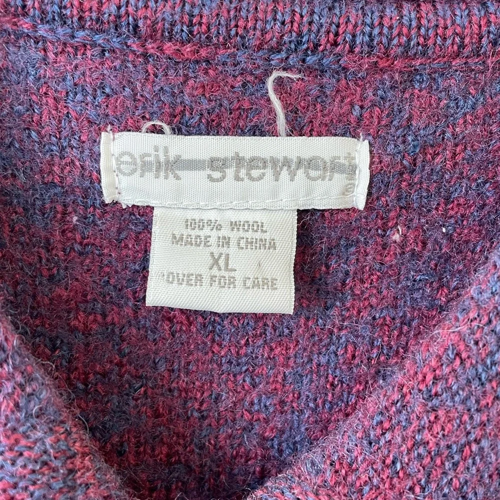 100% Wool Vintage Erik Stewart Button Down Purple Sweater Cardigan XL